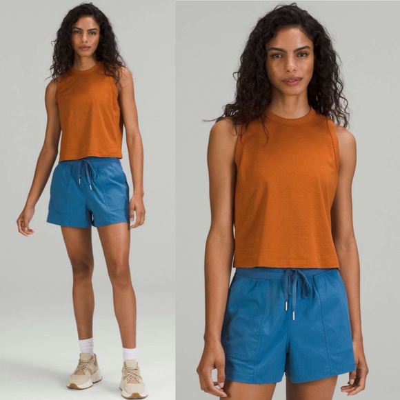 Lululemon Classic-Fit Cotton-Blend Tank Top Butternut Brown 12 Muscle Tee Boxy - Picture 2 of 9